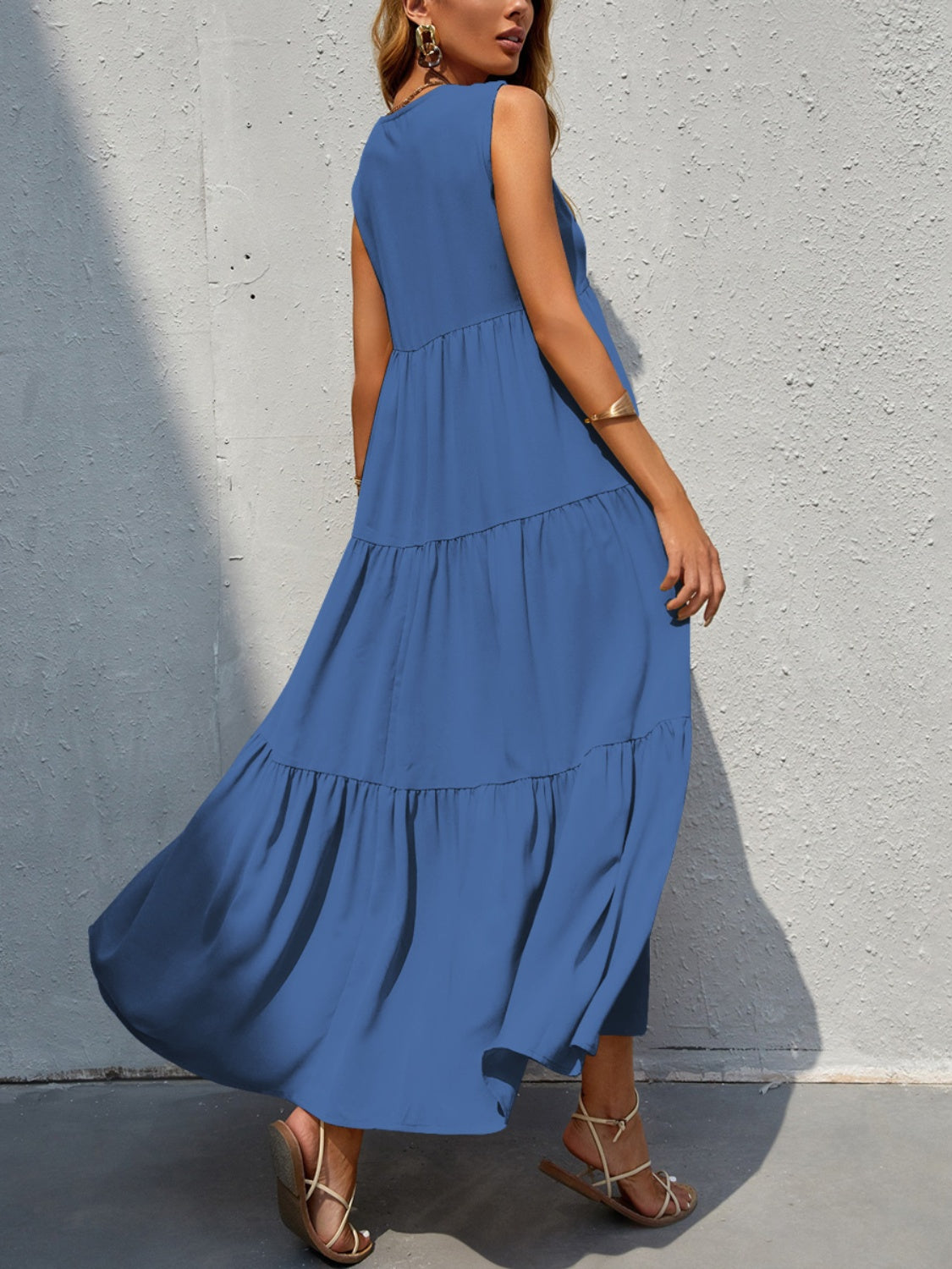 Tiered V-Neck Sleeve Dress - store name